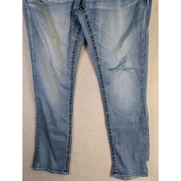 Salvage Buckle Jeans Mens 32R 32x32 Blue Mayhem Straight Leg Distressed Stretch - Picture 11 of 16